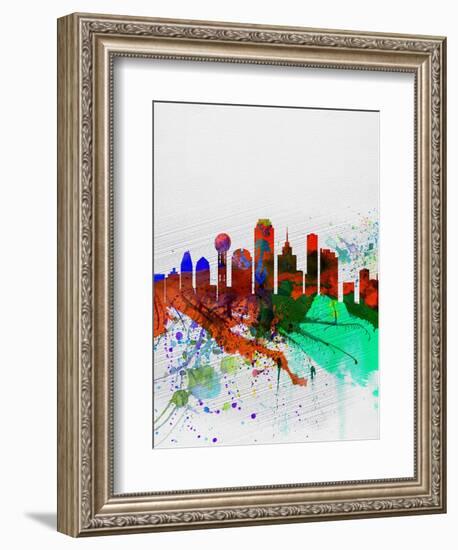 Dallas Watercolor Skyline-NaxArt-Framed Art Print