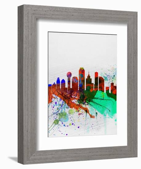 Dallas Watercolor Skyline-NaxArt-Framed Art Print