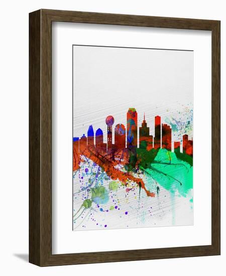 Dallas Watercolor Skyline-NaxArt-Framed Art Print