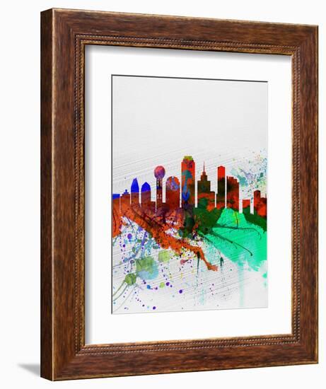 Dallas Watercolor Skyline-NaxArt-Framed Art Print