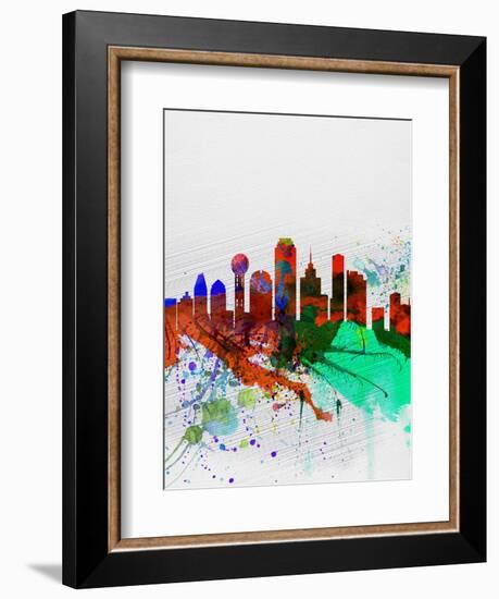 Dallas Watercolor Skyline-NaxArt-Framed Art Print