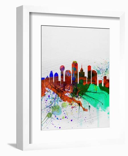 Dallas Watercolor Skyline-NaxArt-Framed Art Print