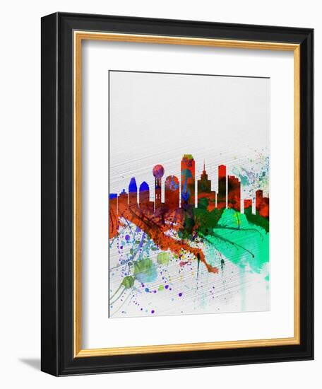 Dallas Watercolor Skyline-NaxArt-Framed Art Print