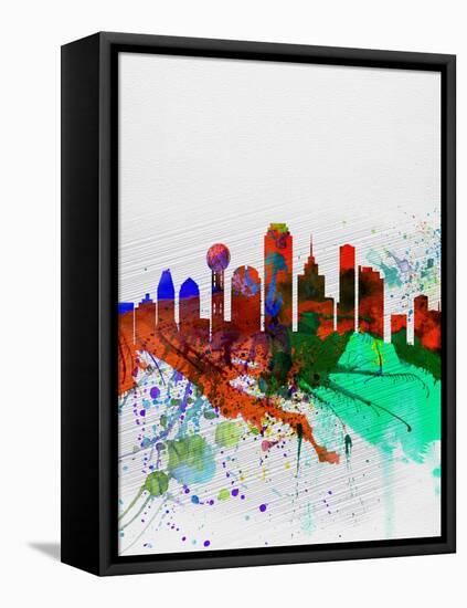 Dallas Watercolor Skyline-NaxArt-Framed Stretched Canvas