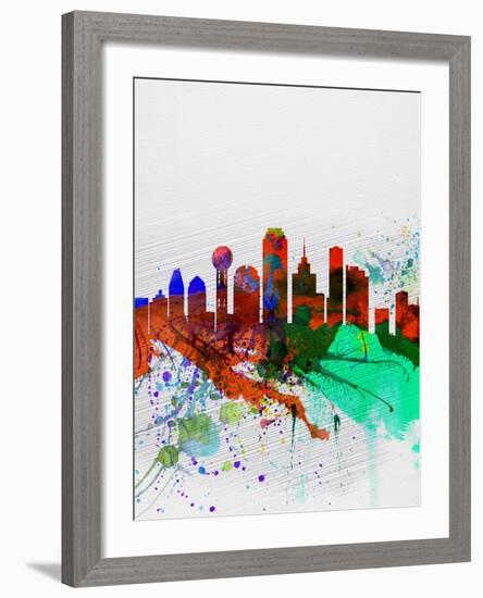 Dallas Watercolor Skyline-NaxArt-Framed Art Print