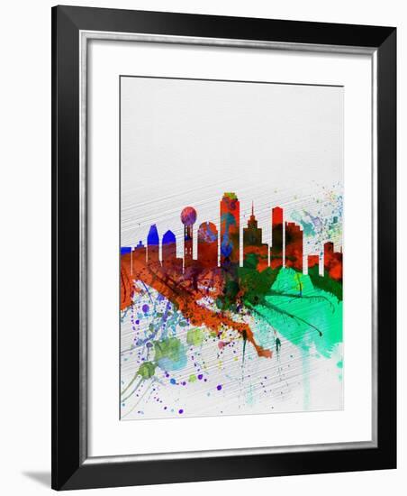 Dallas Watercolor Skyline-NaxArt-Framed Art Print