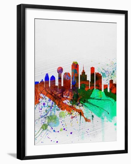 Dallas Watercolor Skyline-NaxArt-Framed Art Print