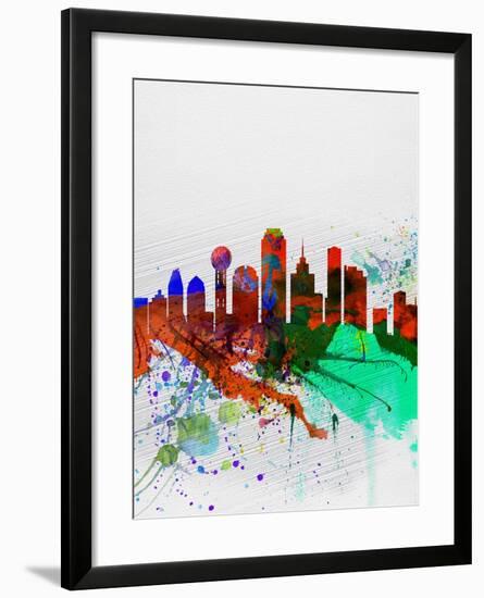 Dallas Watercolor Skyline-NaxArt-Framed Art Print