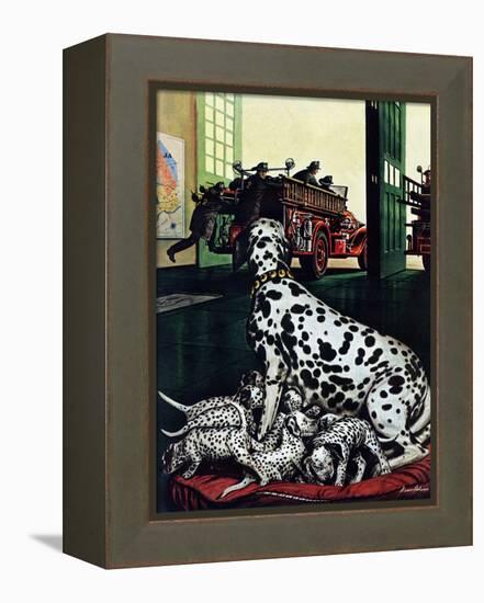 "Dalmatian and Pups," January 13, 1945-Stevan Dohanos-Framed Premier Image Canvas