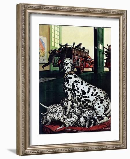 "Dalmatian and Pups," January 13, 1945-Stevan Dohanos-Framed Giclee Print