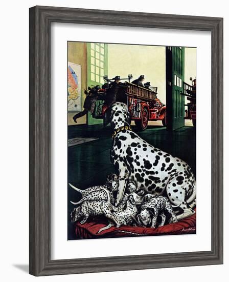 "Dalmatian and Pups," January 13, 1945-Stevan Dohanos-Framed Giclee Print