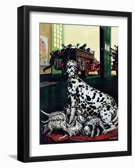 "Dalmatian and Pups," January 13, 1945-Stevan Dohanos-Framed Giclee Print