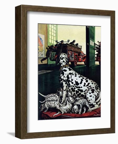 "Dalmatian and Pups," January 13, 1945-Stevan Dohanos-Framed Giclee Print