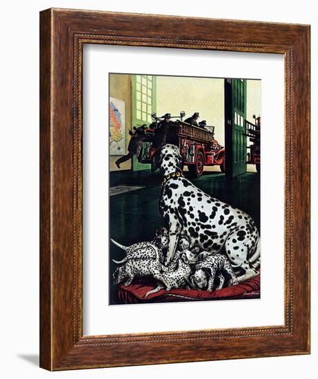 "Dalmatian and Pups," January 13, 1945-Stevan Dohanos-Framed Giclee Print