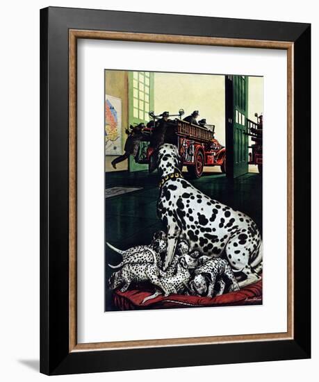 "Dalmatian and Pups," January 13, 1945-Stevan Dohanos-Framed Giclee Print