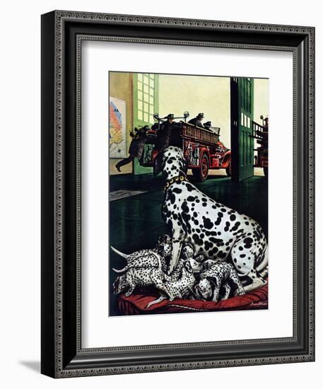 "Dalmatian and Pups," January 13, 1945-Stevan Dohanos-Framed Giclee Print