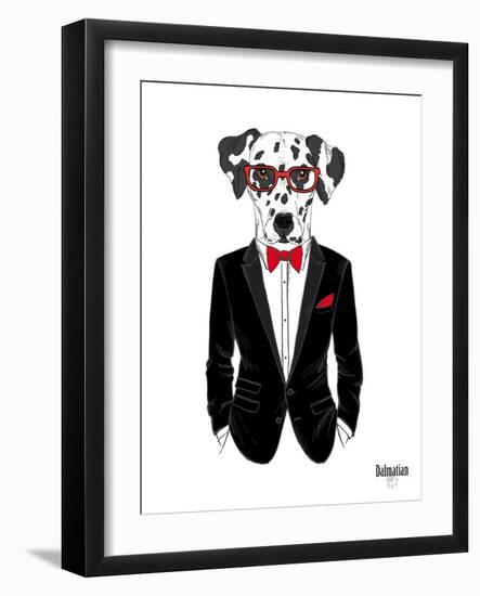 Dalmatian Dog in Tuxedo-Olga Angellos-Framed Art Print