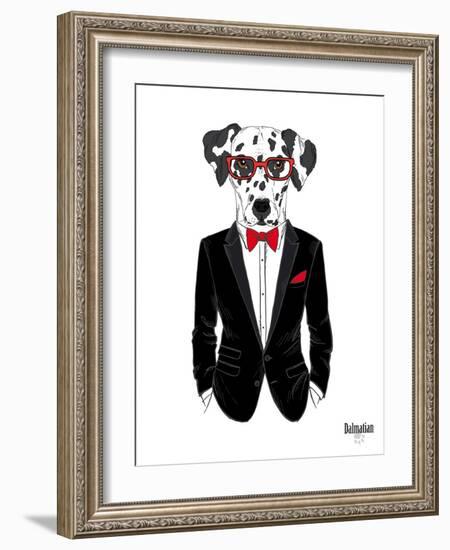 Dalmatian Dog in Tuxedo-Olga Angellos-Framed Art Print