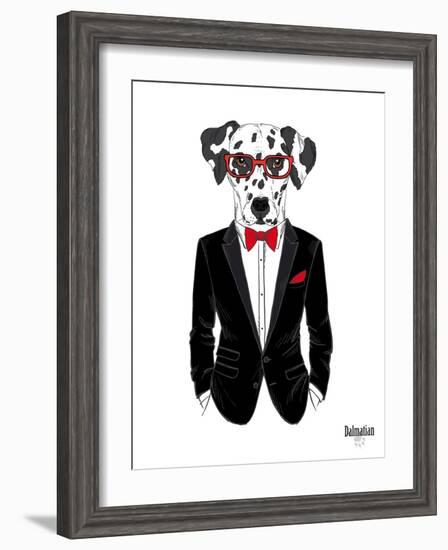 Dalmatian Dog in Tuxedo-Olga Angellos-Framed Art Print