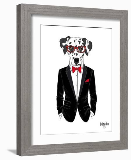 Dalmatian Dog in Tuxedo-Olga Angellos-Framed Art Print