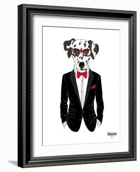 Dalmatian Dog in Tuxedo-Olga Angellos-Framed Art Print