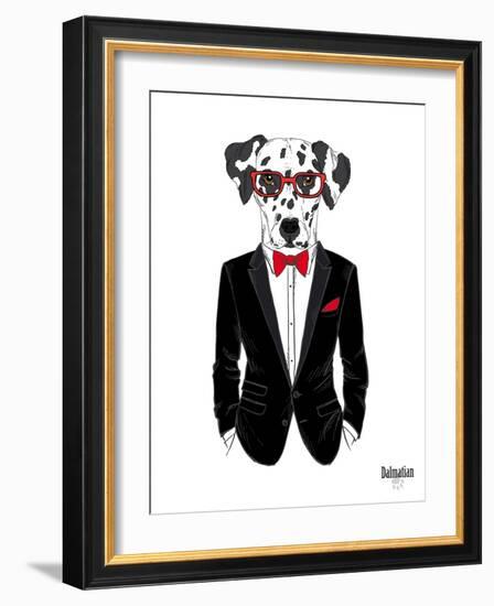 Dalmatian Dog in Tuxedo-Olga Angellos-Framed Art Print