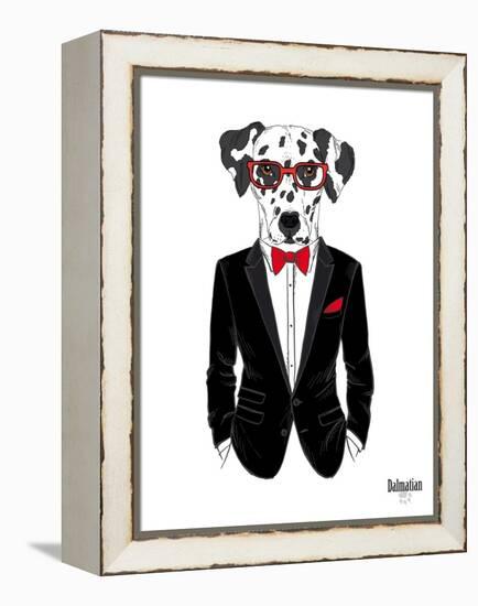 Dalmatian Dog in Tuxedo-Olga Angellos-Framed Stretched Canvas