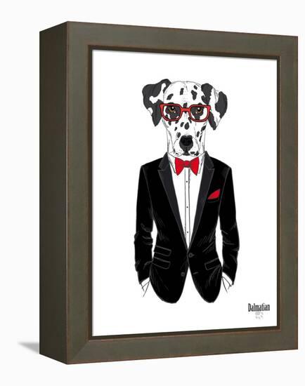 Dalmatian Dog in Tuxedo-Olga Angellos-Framed Stretched Canvas