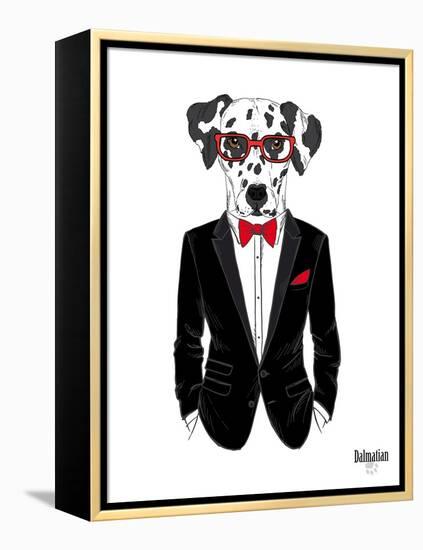 Dalmatian Dog in Tuxedo-Olga Angellos-Framed Stretched Canvas