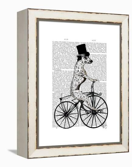 Dalmatian on Bicycle-Fab Funky-Framed Stretched Canvas