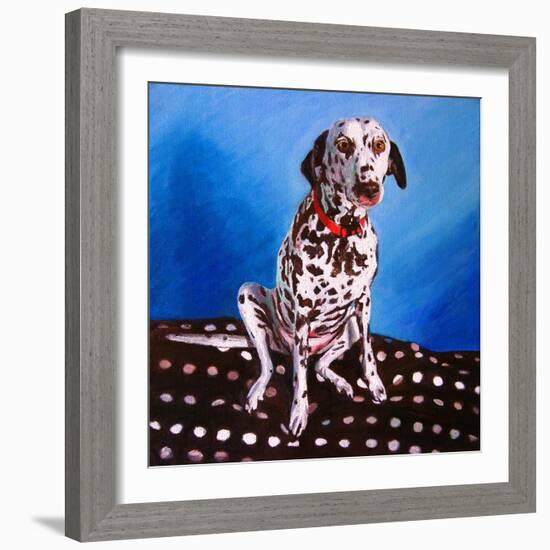 Dalmatian on Spotty Cushion, 2011-Helen White-Framed Giclee Print