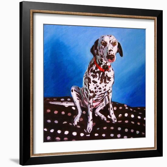 Dalmatian on Spotty Cushion, 2011-Helen White-Framed Giclee Print