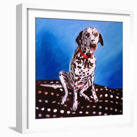 Dalmatian on Spotty Cushion, 2011-Helen White-Framed Giclee Print