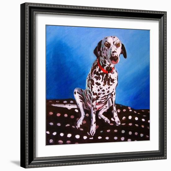 Dalmatian on Spotty Cushion, 2011-Helen White-Framed Giclee Print