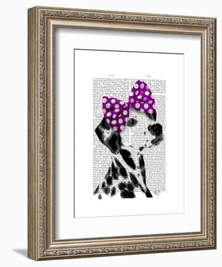 Dalmatian with Purple Bow on Head-Fab Funky-Framed Art Print