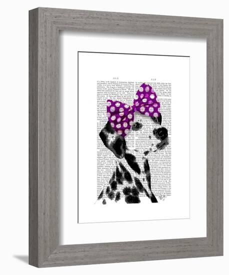 Dalmatian with Purple Bow on Head-Fab Funky-Framed Art Print