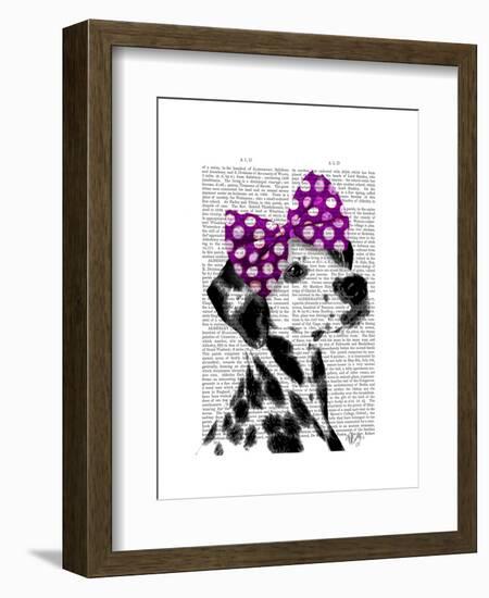 Dalmatian with Purple Bow on Head-Fab Funky-Framed Art Print