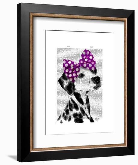 Dalmatian with Purple Bow on Head-Fab Funky-Framed Art Print