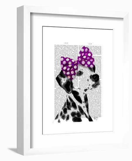 Dalmatian with Purple Bow on Head-Fab Funky-Framed Art Print