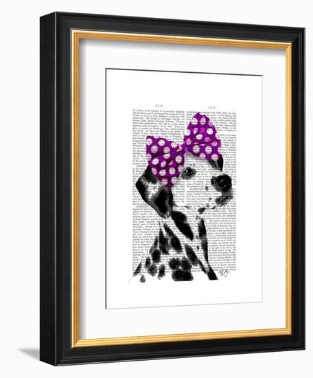 Dalmatian with Purple Bow on Head-Fab Funky-Framed Art Print