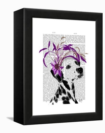 Dalmatian with Purple Fascinator-Fab Funky-Framed Stretched Canvas