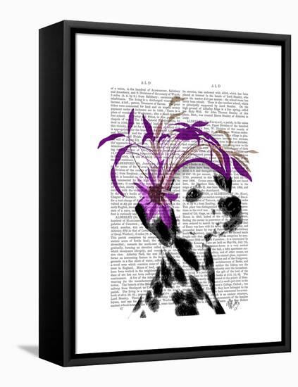 Dalmatian with Purple Fascinator-Fab Funky-Framed Stretched Canvas