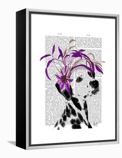 Dalmatian with Purple Fascinator-Fab Funky-Framed Stretched Canvas