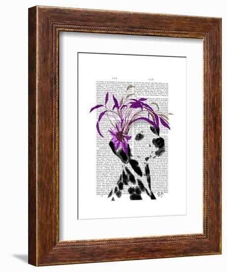 Dalmatian with Purple Fascinator-Fab Funky-Framed Art Print