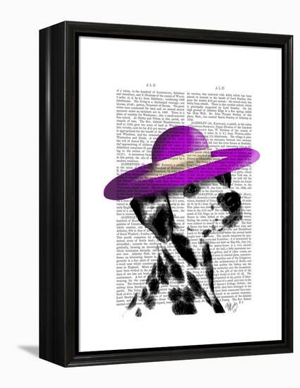 Dalmatian with Purple Wide Brimmed Hat-Fab Funky-Framed Stretched Canvas