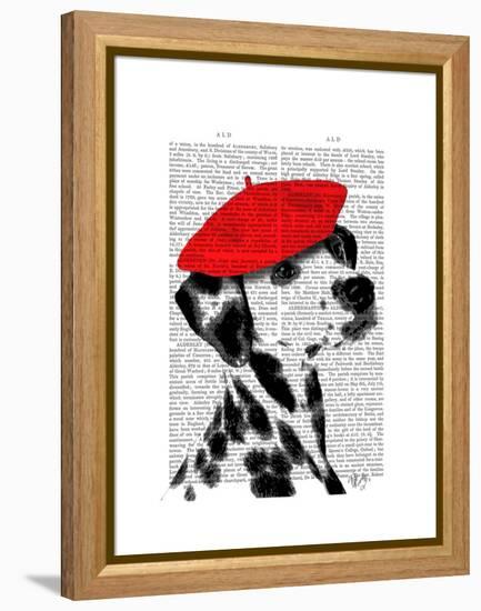 Dalmatian with Red Beret-Fab Funky-Framed Stretched Canvas