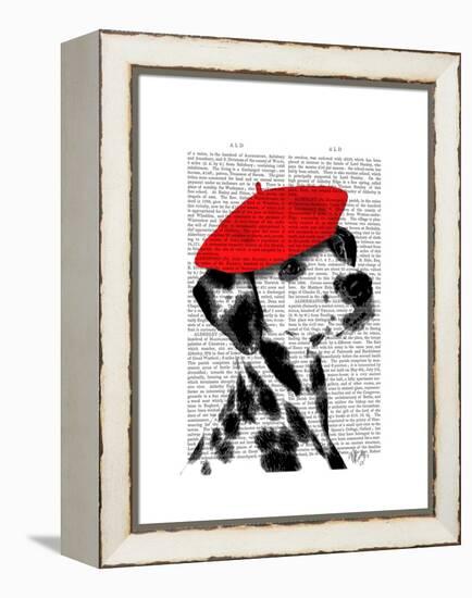 Dalmatian with Red Beret-Fab Funky-Framed Stretched Canvas