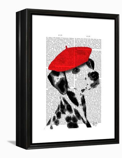 Dalmatian with Red Beret-Fab Funky-Framed Stretched Canvas