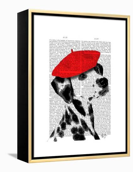 Dalmatian with Red Beret-Fab Funky-Framed Stretched Canvas