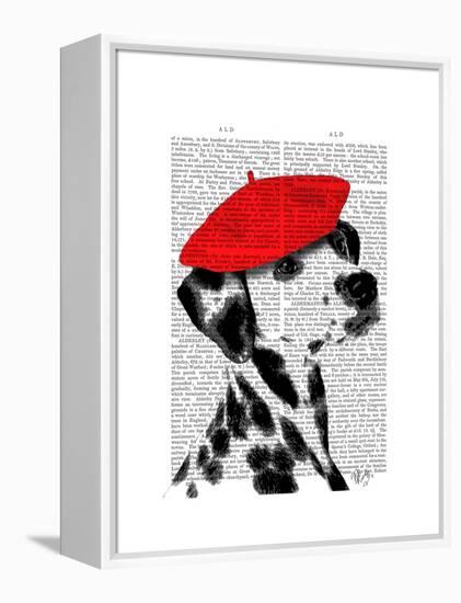 Dalmatian with Red Beret-Fab Funky-Framed Stretched Canvas